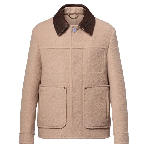 LOUIS VUITTON Double Face Silk And Wool Blend Chic Workwear Blouson