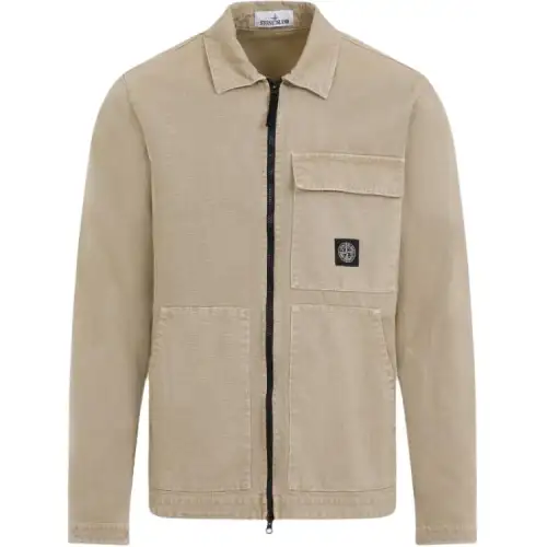STONE ISLAND Logo Patch Zipped Shirt