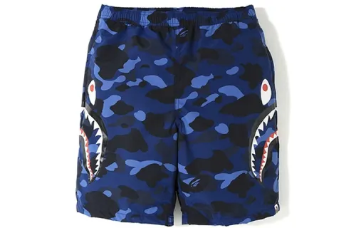 A BATHING APE Shark series Color Camo blue camouflage side shark five-point casual shorts, same style for men and women