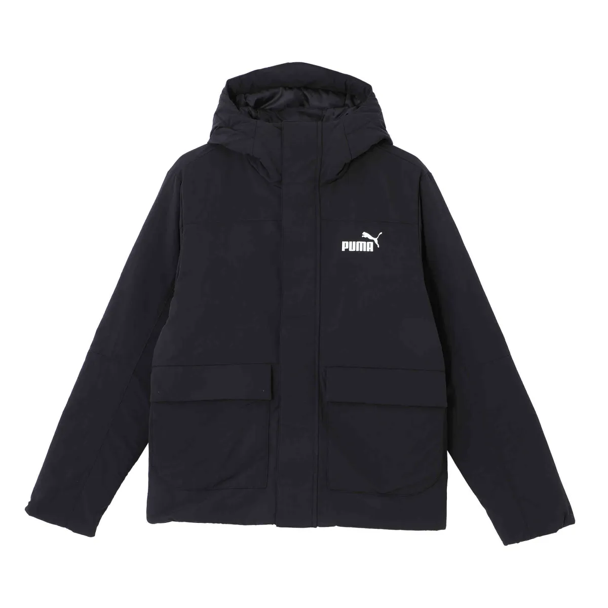 PUMA Puffer Jackets Men's Black Hooded (Non-detachable) Thickened Straight Fit