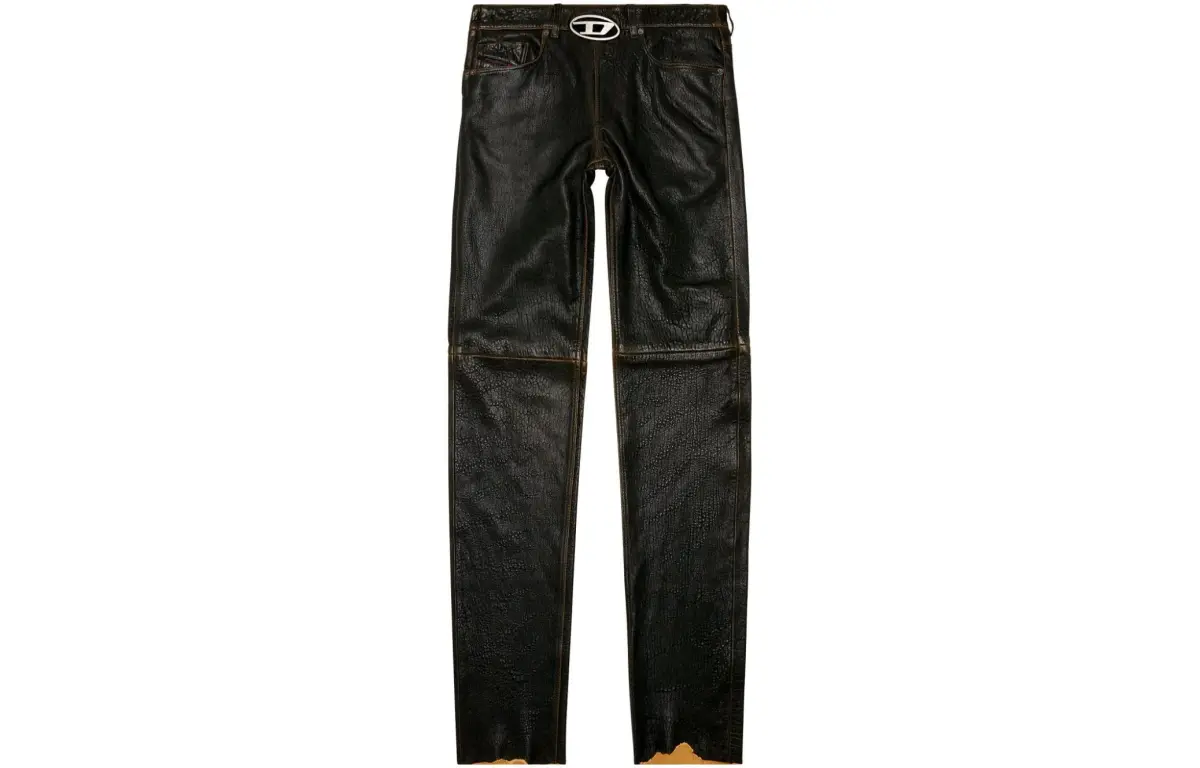 DIESEL Leather Pants Men's Black