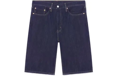 Levi’s solid button straight denim shorts men’s blue