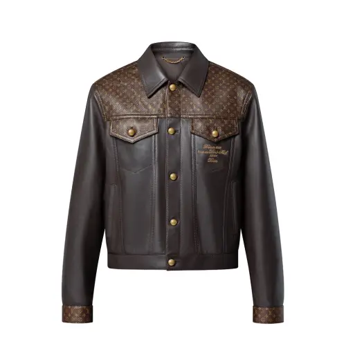 LOUIS VUITTON Embellished Leather Trucker Jacket