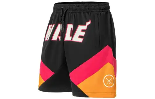 LiNing Wade Series Contrast Letter Print Straight Casual Shorts Men's Black Red