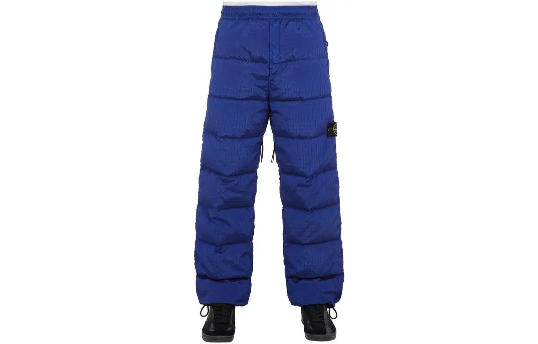 STONE ISLAND Down Pants Men's Blue Moderate Straight Fit Pants