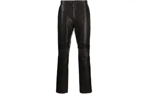 OFF WHITE Leather Pants, Regular Fit Men's Black