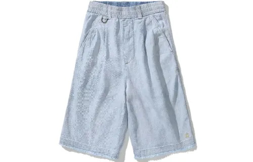 Drew house SS21 mini smiling face lightweight denim shorts, same style for men and women, light denim color