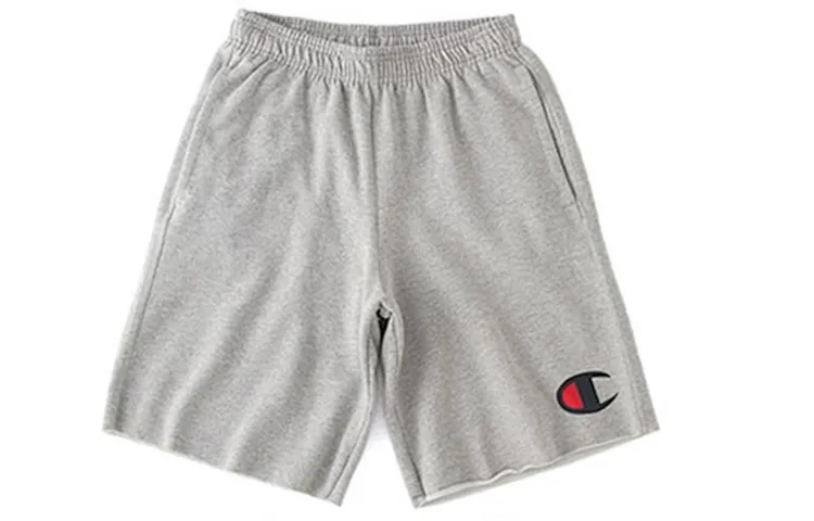 Champion Large C Logo Pattern Sports Fleece Lined Casual Shorts US Version Unisex Light Gray