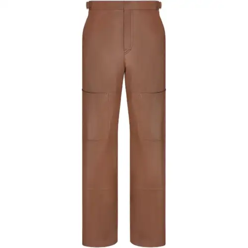 DIOR FW24 Leather Pants Men's Brown