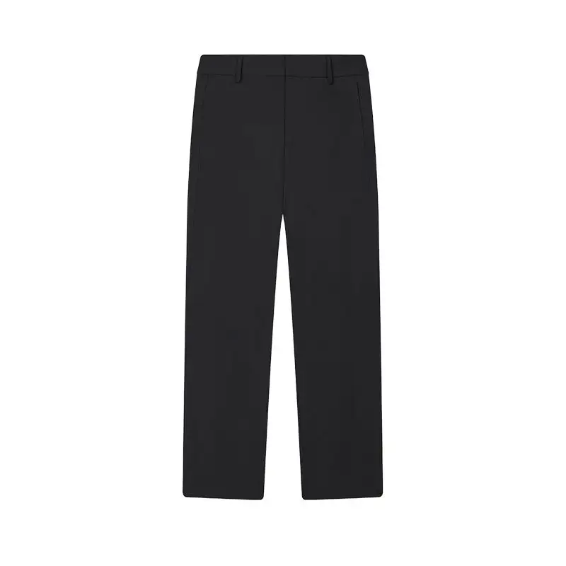 FILA BLUE Minimalist Style Fleece Lined Solid Color Thermal Skin Friendly Straight Fit Casual Pants Men's Jet Black