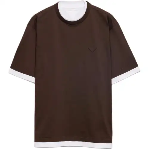 PRADA T Shirts Men's Brown Crew Neck Moderate