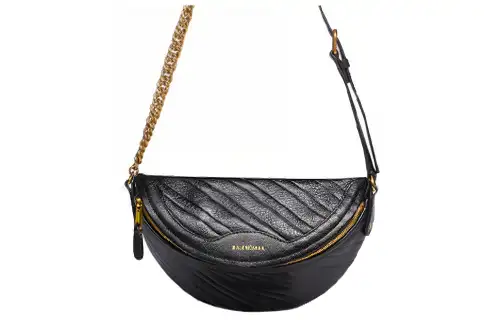 Balenciaga Goatskin Crossbody Bag, Fanny Pack Women's Black