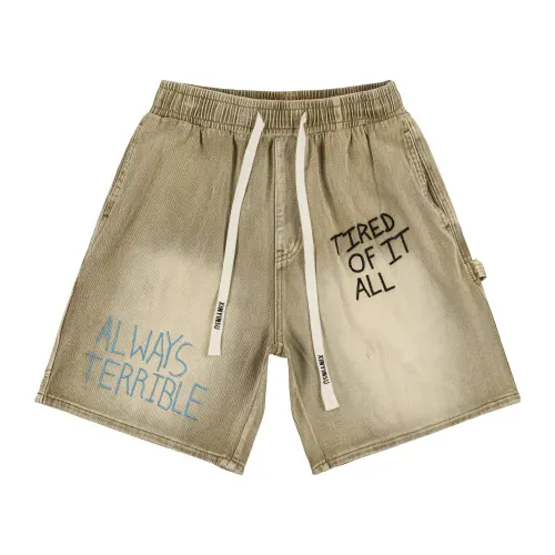 XINYINSU x P&D LIANMINGKUAN Denim Shorts Unisex Yellow Mud