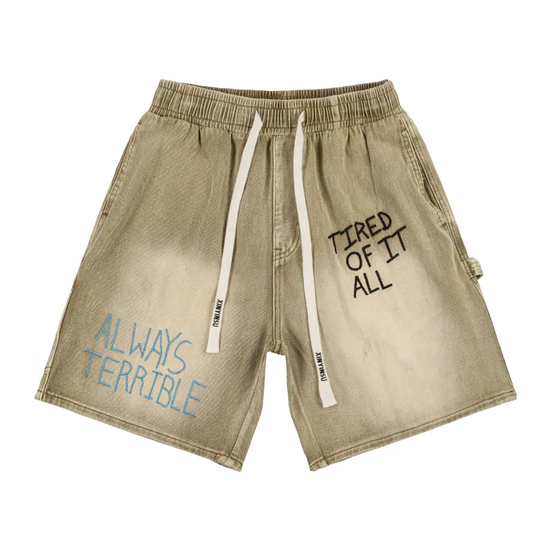 XINYINSU x P&D LIANMINGKUAN Denim Shorts Unisex Yellow Mud