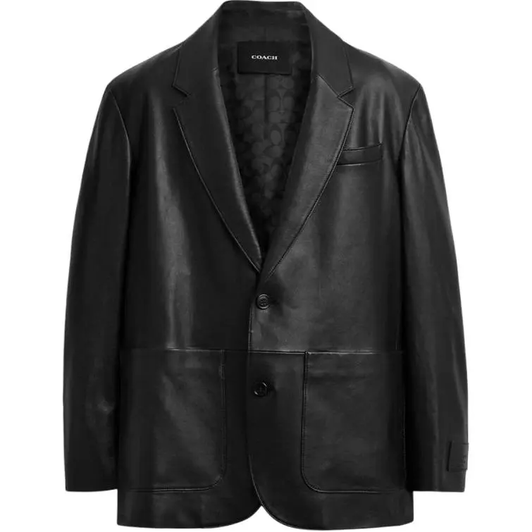 COACH Leather Jacket Men's Black