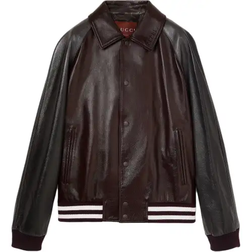 GUCCI Leather Jacket Men's Brown