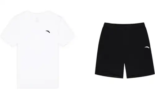 ANTA Casual Sportswear Men's Black/White Crew Neck Moderate