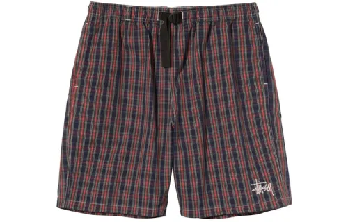 Stussy Casual Shorts Men's Red Blue Plaid Moderate