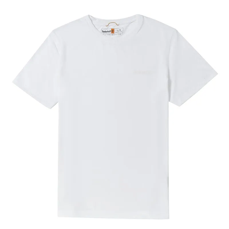Timberland T-Shirts Men's White Crew Neck Moderate Straight Fit