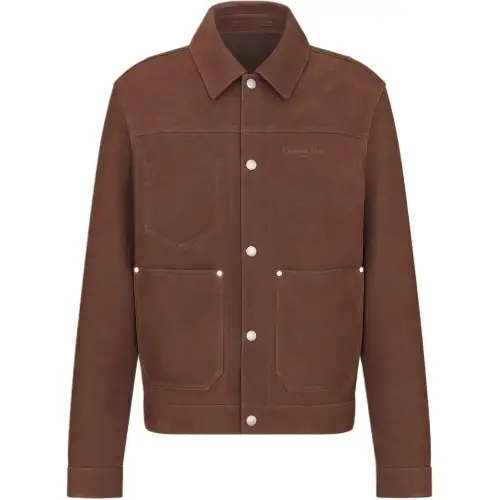 DIOR SS25 Summer Men's Clothing Collection Leather Jacket Men's Brown