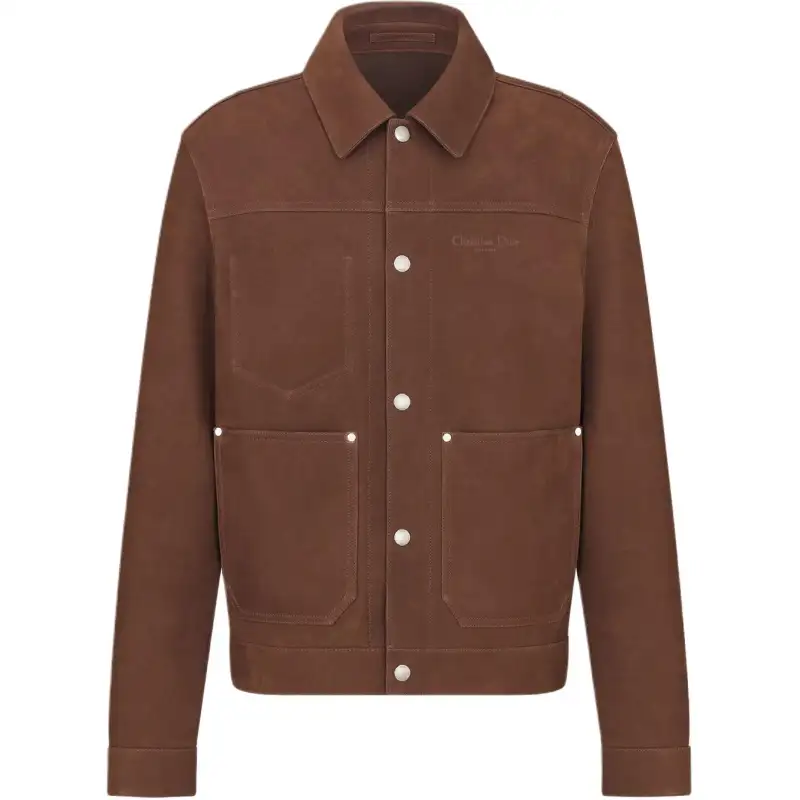 DIOR SS25 Summer Men's Clothing Collection Leather Jacket Men's Brown