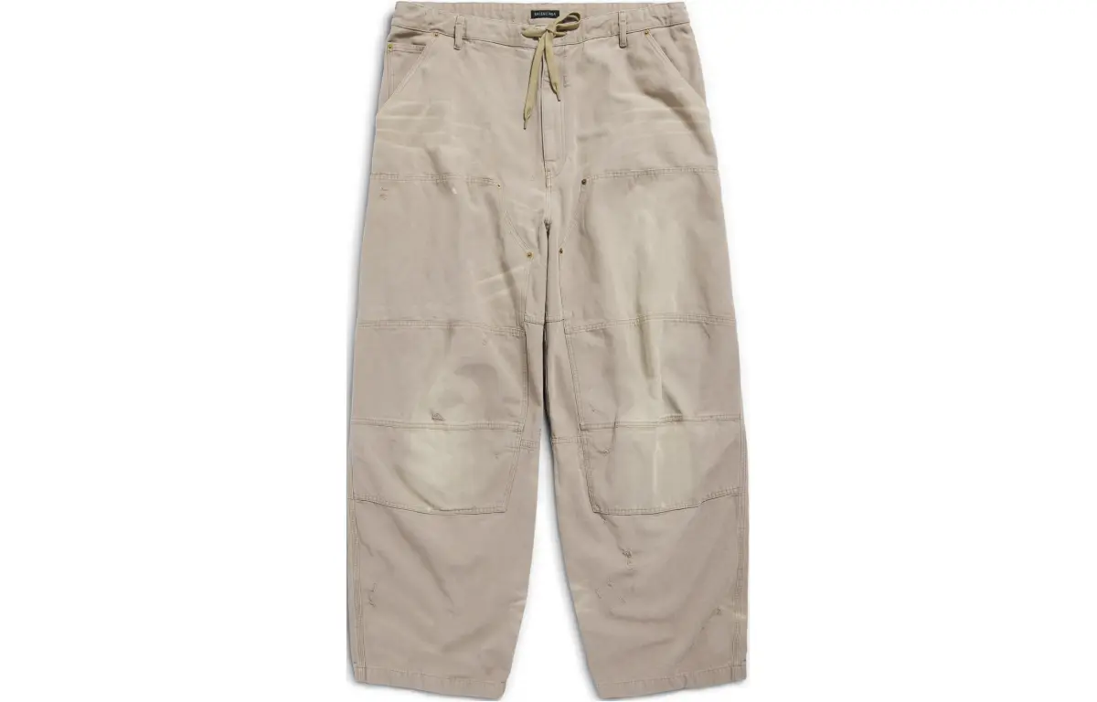 Balenciaga Casual Pants Loose Fit Men's Beige