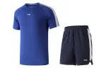 Li Ning Casual Sportswear Men's Swedish Blue/Ink Blue Crew Neck Moderate