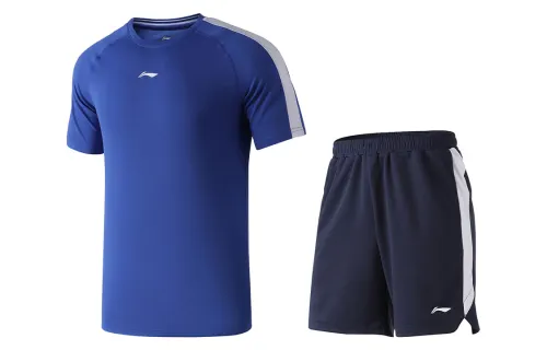 Li Ning Casual Sportswear Men's Swedish Blue/Ink Blue Crew Neck Moderate