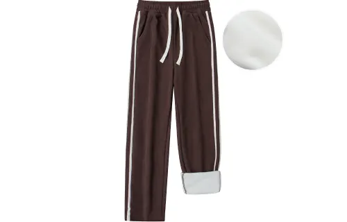 JEANSWEST Casual Pants Unisex Thickened And Fleece Lined Straight Fit Pants