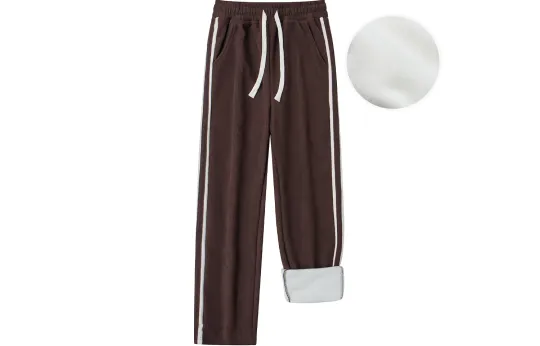 JEANSWEST Casual Pants Unisex Thickened And Fleece Lined Straight Fit Pants