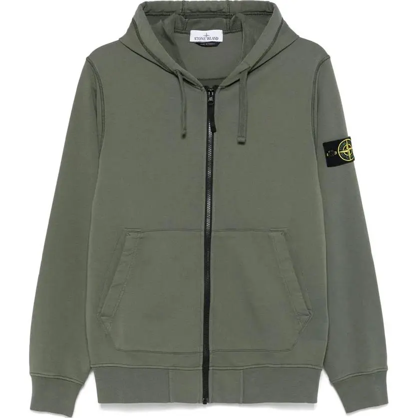 STONE ISLAND Logo Patch Zip-Up Hoodie