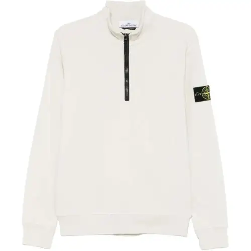 STONE ISLAND Logo Patch Half Zip Sweatshirt