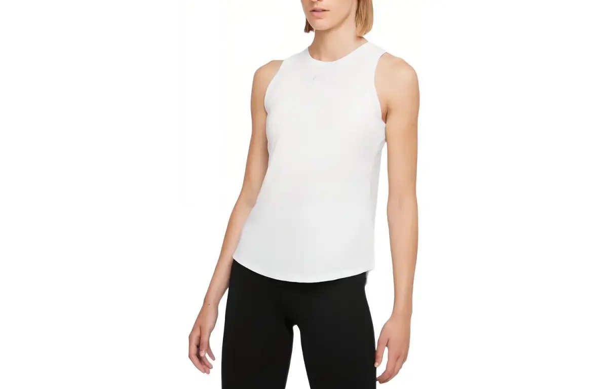 Nike Tank Tops Women's White Crew Neck Moderate Nipped-in Waist