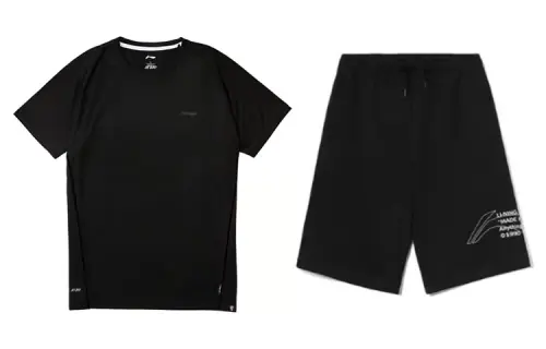 Li Ning Casual Sportswear Men's Black Crew Neck Moderate