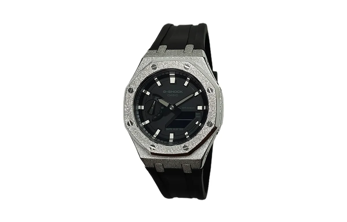CASIO Custom Collection Electronic Movement Fluoroelastomer Strap Watch Men's Watches Black Dial