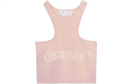 OFF WHITE Women's Logo Patch Ribbed Vest Top Pink/White