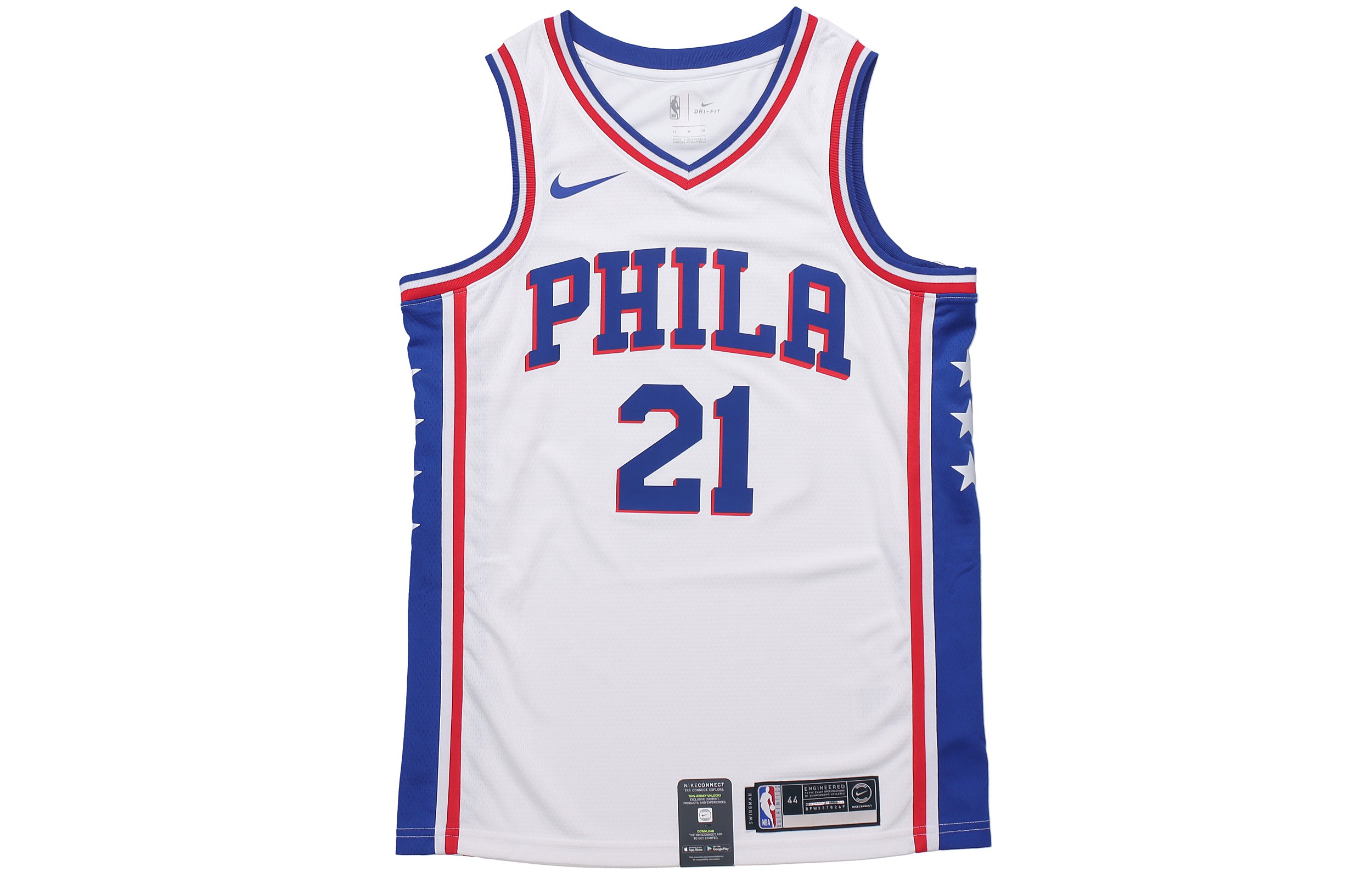 Nike NBA Jersey SW Fan Edition Philadelphia 76ers Embiid No. 21 Home Basketball Vest Men's White