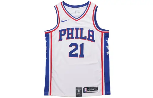 Nike NBA Jersey SW Fan Edition Philadelphia 76ers Embiid No. 21 Home Basketball Vest Men's White