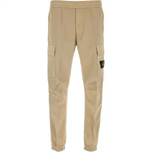 STONE ISLAND Elasticated Waistband Tapered-Leg Trousers