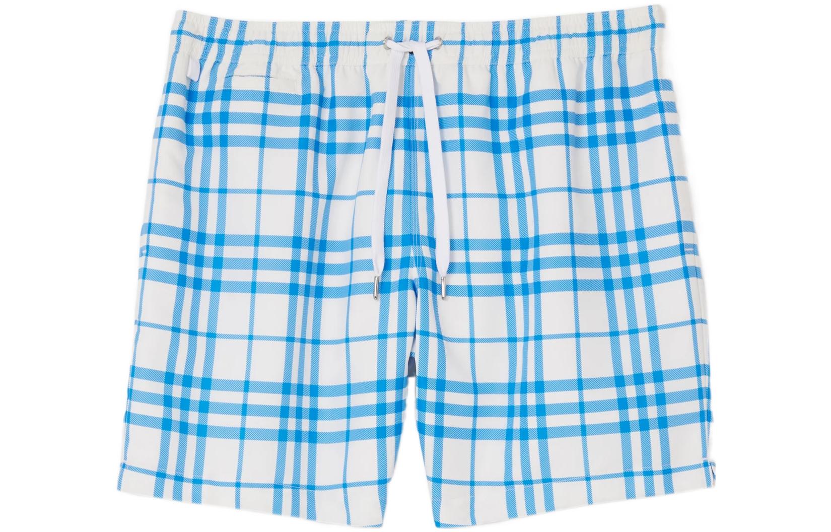 Burberry SS23 Men's Checkered Drawstring Swim Shorts 'Optic White'