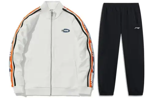 Li Ning Casual Sportswear Men's White+Black Stand Collar Moderate