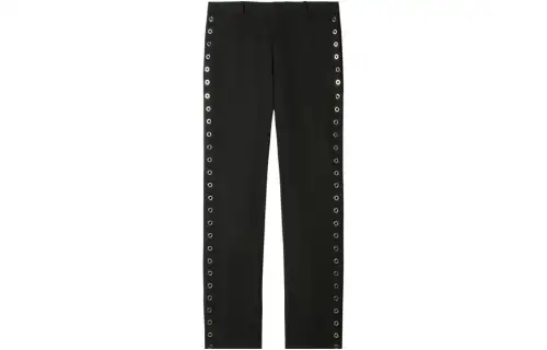 OFF WHITE Eyelet Embellished Straight Leg Trousers