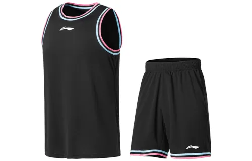 Li Ning, basketball basketball uniform for training, black set, men's style