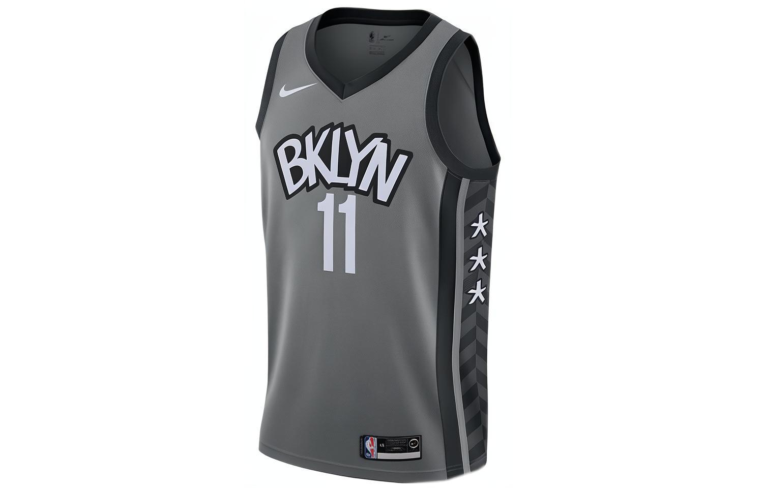 Nike NBA Announces Limited SW Fan Edition 2019-2020 Season Sleeveless Breathable Quick-Drying Nets Irving No. 11 Basketball Vest Men's Gray