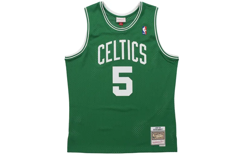 Mitchell & Ness x NBA SW Fan Edition 2007-08 Season Celtics Away Kevin Garnett No. 5 Retro Round Neck Sports Jersey Basketball Vest Unisex Green
