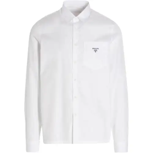 PRADA Shirts Men's White Pointed Collar Moderate Other