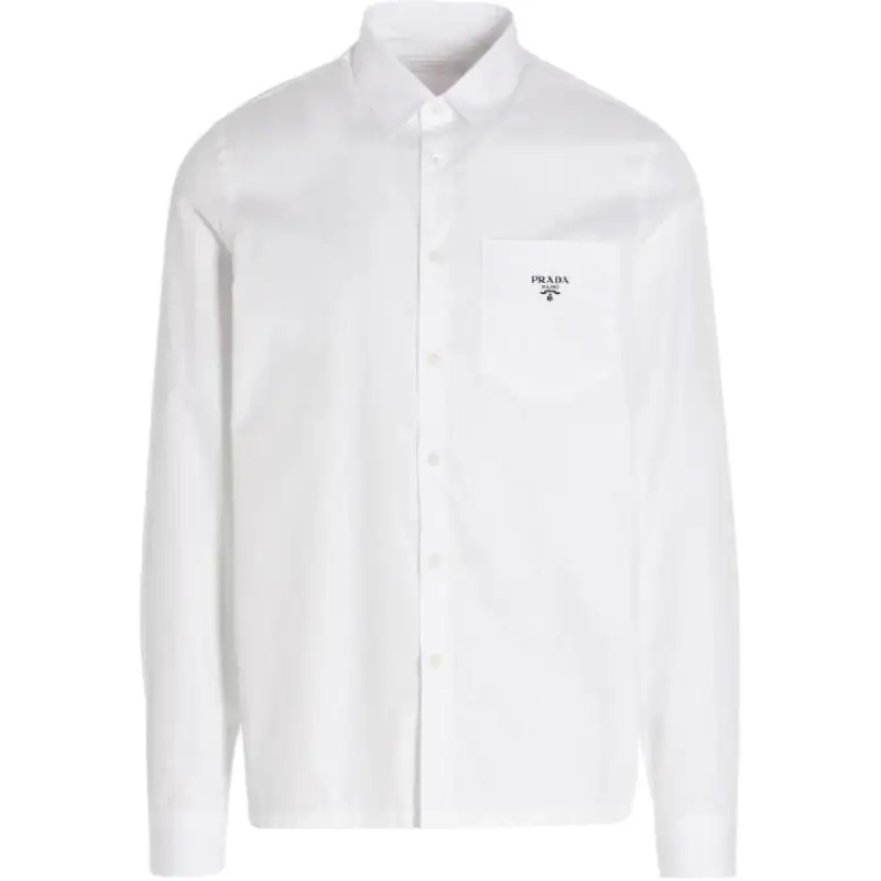 PRADA Shirts Men's White Pointed Collar Moderate Other