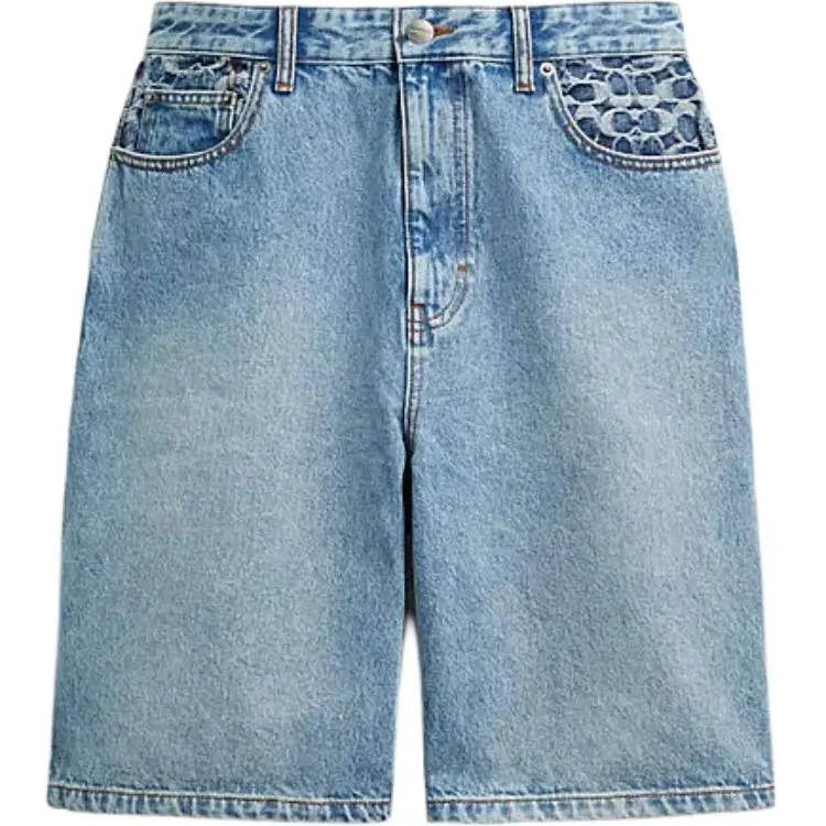 COACH SS24 Denim Shorts Men's Light Blue