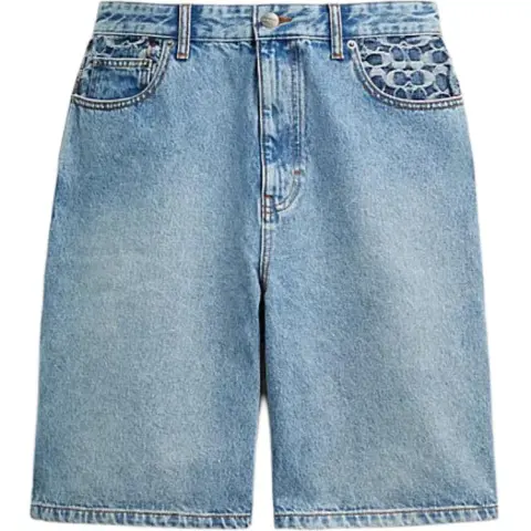 COACH SS24 Denim Shorts Men's Light Blue