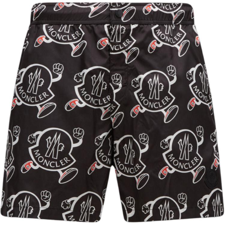 Moncler Allover Logo Printed Swim Shorts